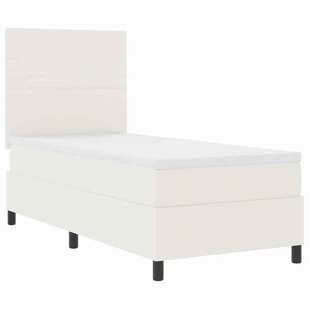 vidaXL Postel s boxspringem s čelo Krémová a bílá 100 x 200 cm