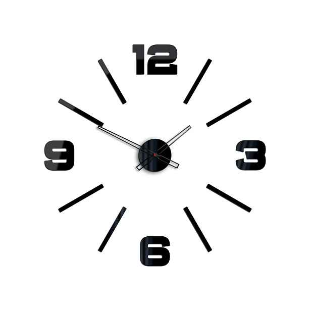 ModernClock Nástěnné samolepící hodiny Vito 75 cm černé