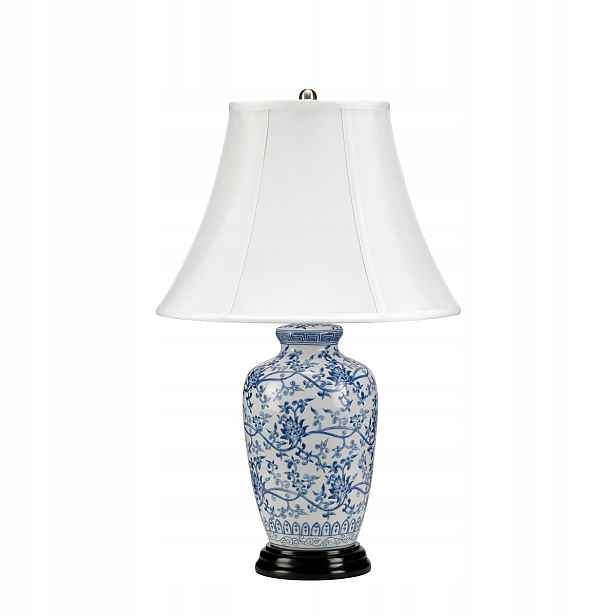 Porcelánová stolní lampa bílá s modrými vzory do ložnice, 57 cm Elstead