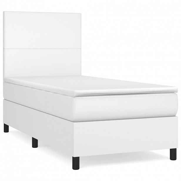 vidaXL Box spring postel s matrací bílá 100x200 cm umělá kůže
