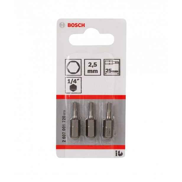 Bosch - Sada bitů HEX2,5, délka 25 mm, 3 ks 2607001720