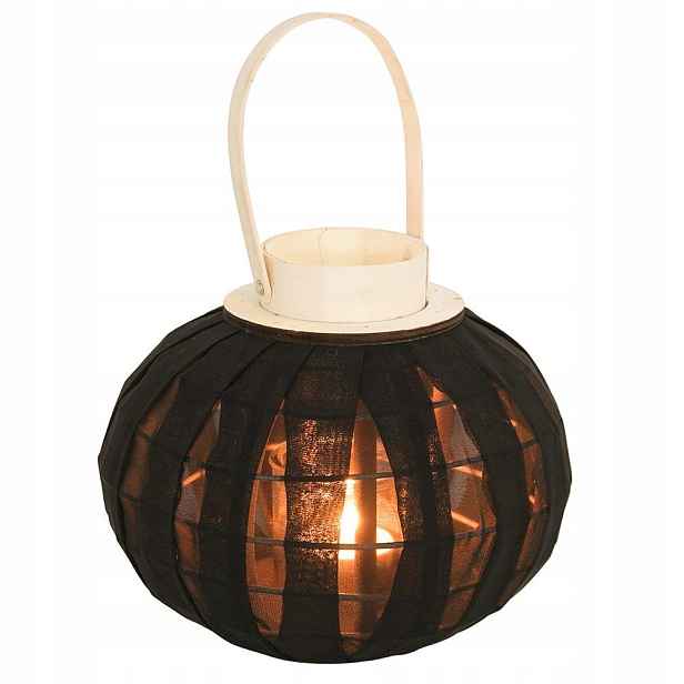 Lampion na svíčku dřevěný, černý, 22 cm
