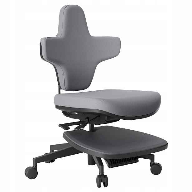 Ergonomické kancelářské křeslo s rozkládací podložkou pro stanování, vysoká šedá barva