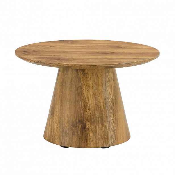 Modfu KONFERENČNÍ stolek z MDF 60x60x35 cm v dekoru dřeva, kulatý, odolný proti vlhkosti a snadný na údržbu