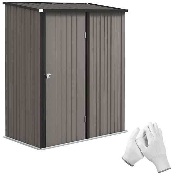 Outsunny KOVOVÁ ZÁHRADNÍ BUDKA s pultovou střechou 1,34 m² 161,5 x 94,5 x 196 cm