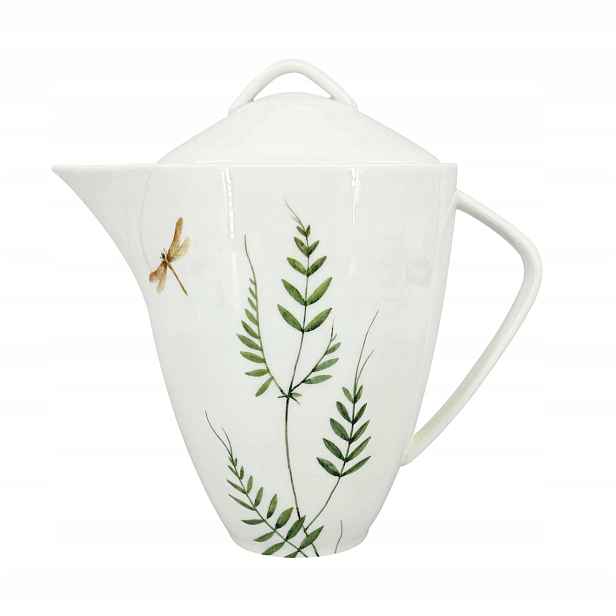 Porcelánová konvice Vážka 1600ml, zelená/hnědá