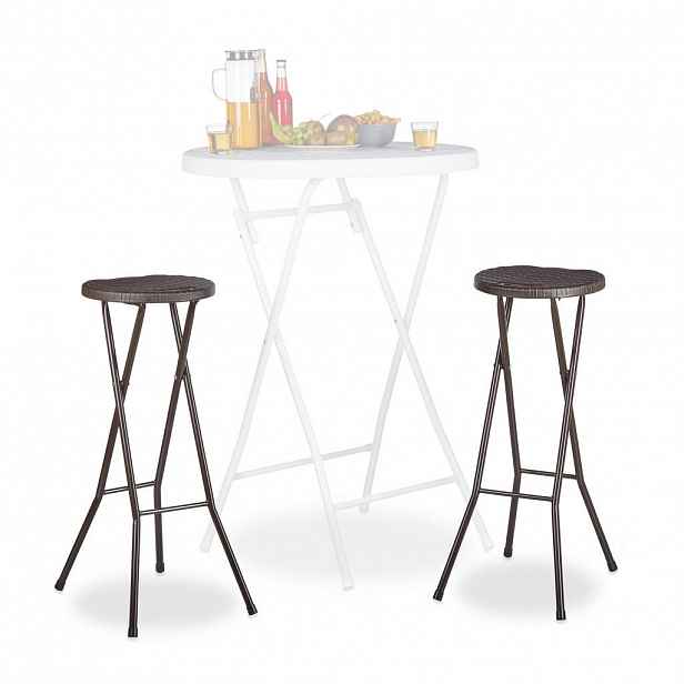 Relaxdays STOLIČKA hnědá barová skládací 2dílná-sada 80 cm