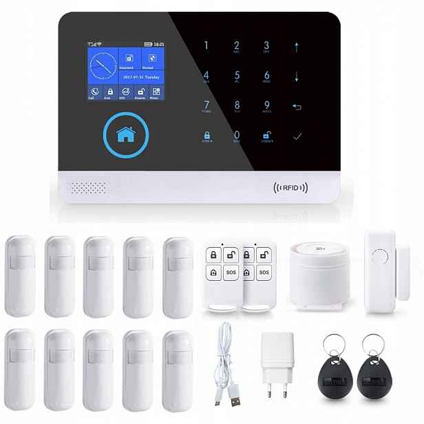 Alarmový Systém LCD 2.4' Gsm WiFi Tuya Smart Pl 10xPIR
