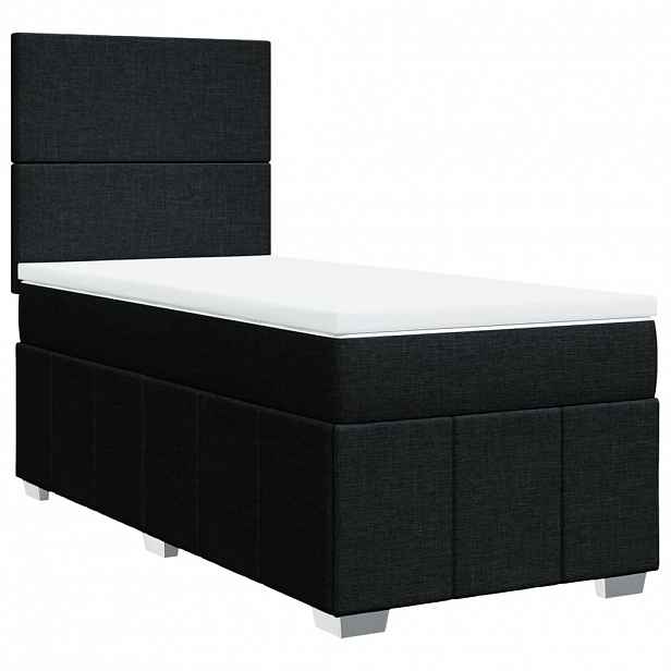 vidaXL Box spring postel s matrací černá 100 x 200 cm textil