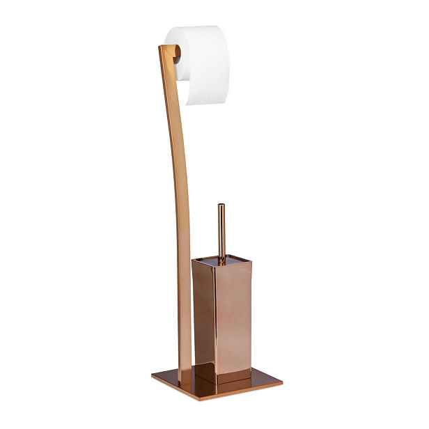 Relaxdays SOUPRAVA Měděná nerez na WC s držákem papíru 71 cm