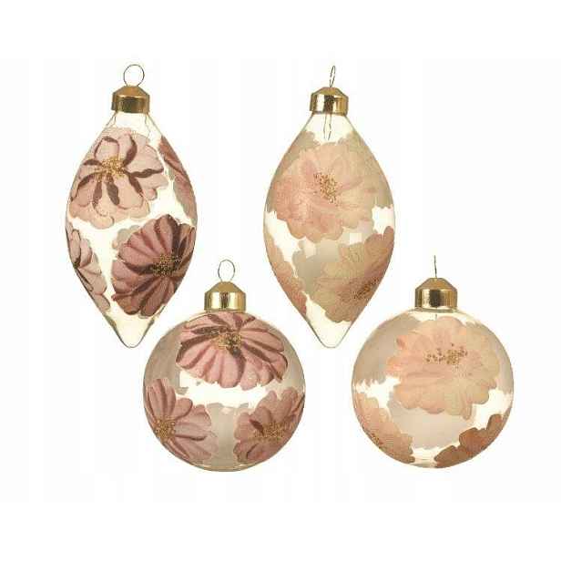 Sada 4 skleněných ozdob na vánoční stromek Decals Glitter O 8 cm