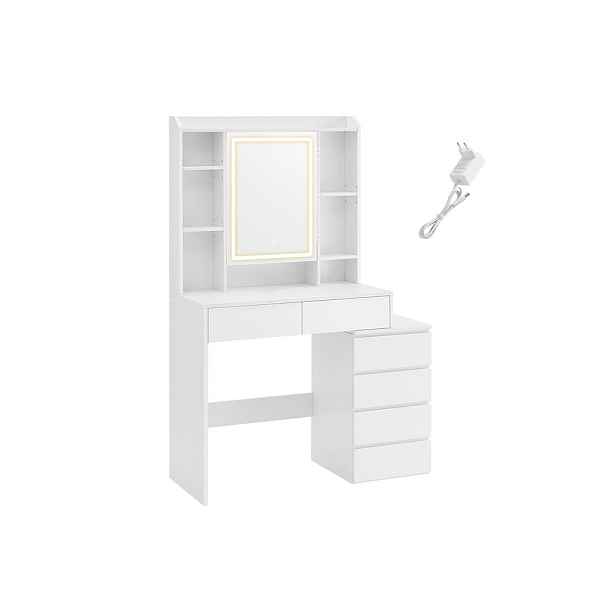 SONGMICS Toaletní stolek Vasagle Ginny 97 cm s LED osvětlením bílý
