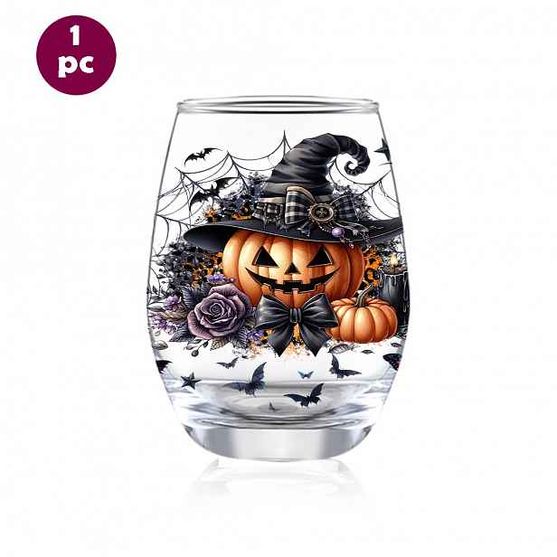 TEMU 1 ks Sklenice na víno bez čepu 12oz/350ml | Dýňový design, halloweenský pohár na párty, ideální pro vnitřní/venkovní použití, pro domácí