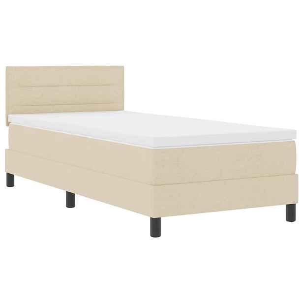 vidaXL Postel s boxspringem s LED pásky Krémová 90 x 200 cm textil