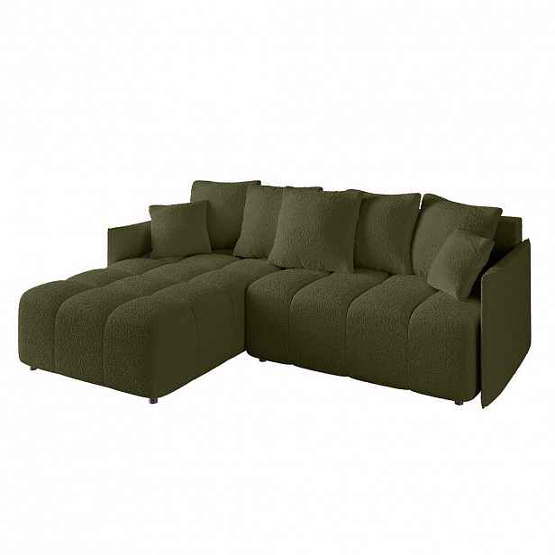 ALTDECOR ROHOVÁ SEDACÍ SOUPRAVA s otomanem vlevo LONLI-L 251x189x68 olivově zelená buklé