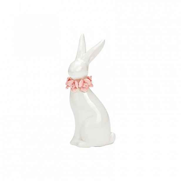 Keramický zajíček ROSE BUNNY 18 cm bílý