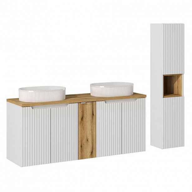 Petits-meubles KOUPELNOVÝ NÁBYTEK 140cm Riva 2er-Set Bílá a dřevo