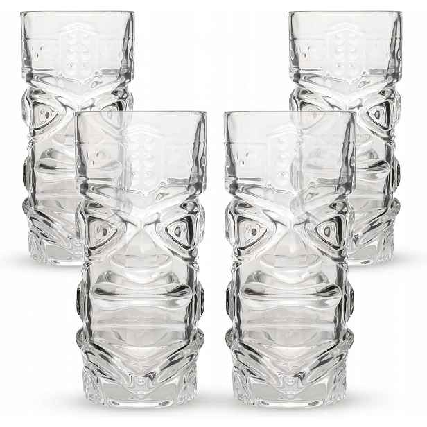 Sada 4 Sklenic Tiki Bar 450 ML Bezbarvé Koktejlové Havajský Styl