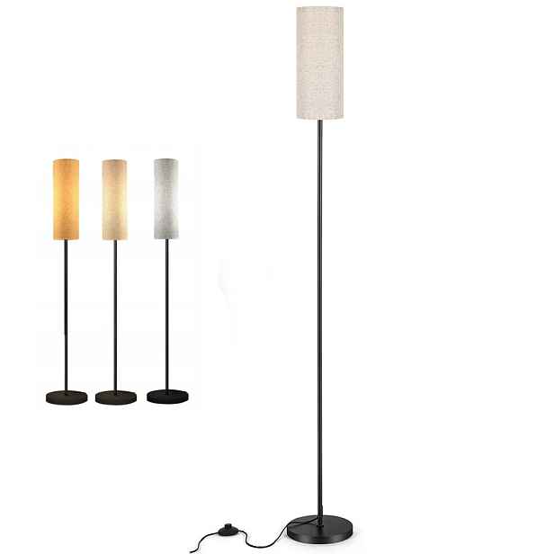 Stojací podlahová lampa 175 cm pro čtení E27 Noční Lampa Lněná Stínidlo