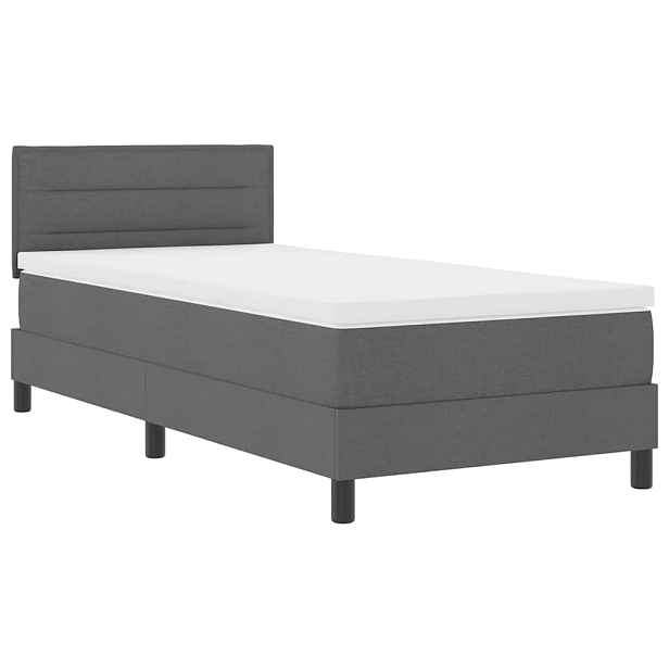 vidaXL Postel s boxspringem s LED pásky Tmavě šedá 100 x 200 cm textil