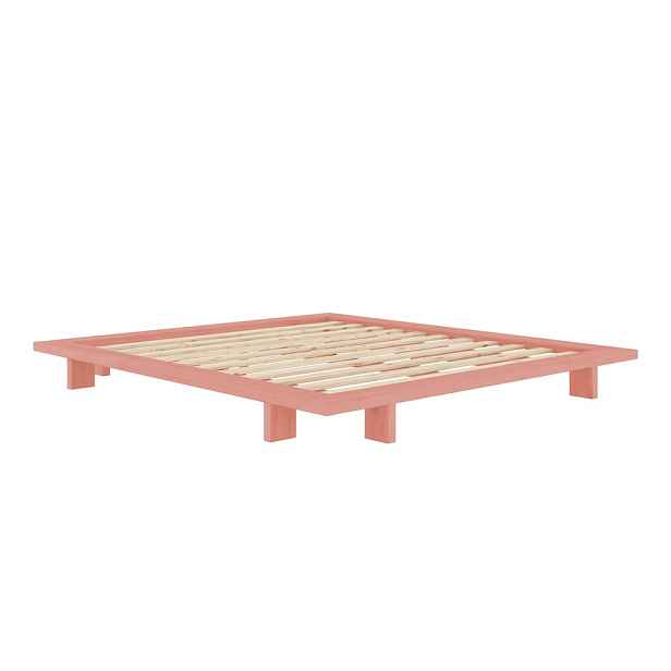 Světle růžová dvoulůžková postel z borovicového dřeva s roštem 180x200 cm Japan – Karup Design