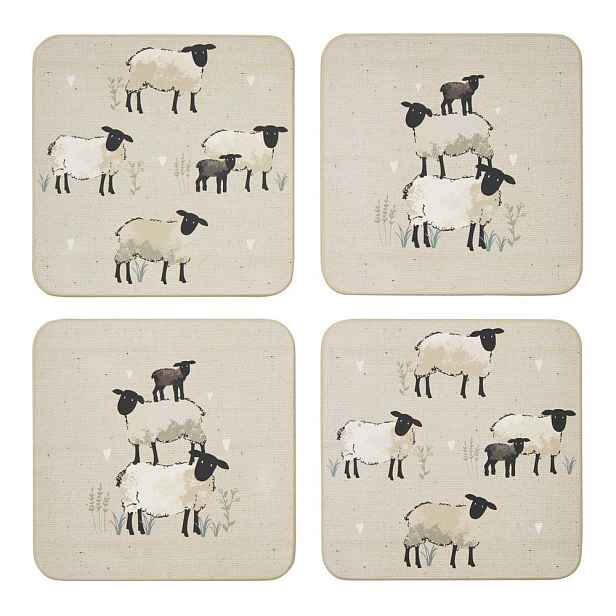 Taupe korkové podtácky v sadě 4 ks Highland Sheep – Cooksmart ®