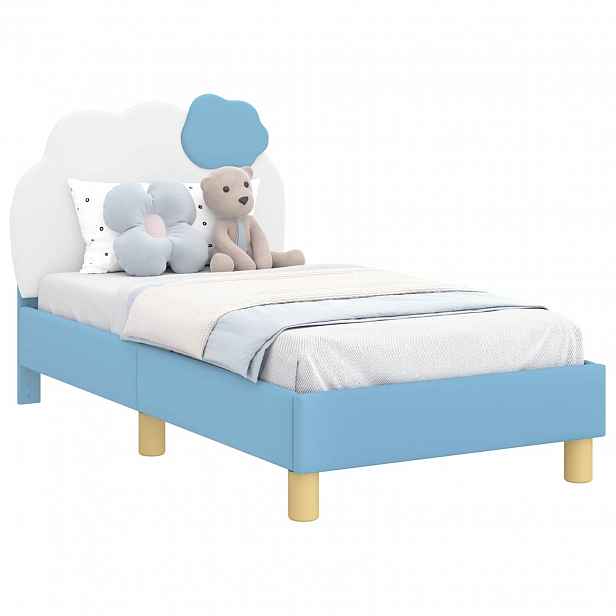 vidaXL Rám postele pro batole s čelem Modrá 70 x 140 cm PU