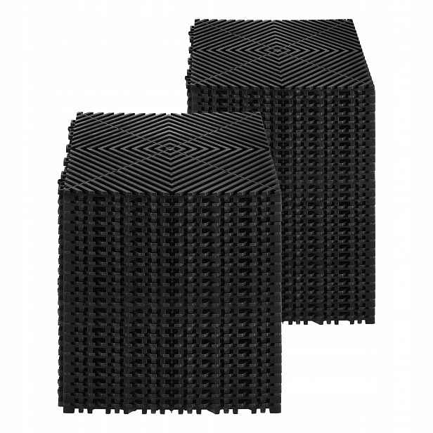 Podlahová rohož garáž černá 50 ks 31x31x1,51 cm Pp drenážní, protiskluzová