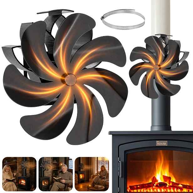 Termoelektrický Krbový Ventilátor Napájený Teplem, Větráček, 7 Lopatek