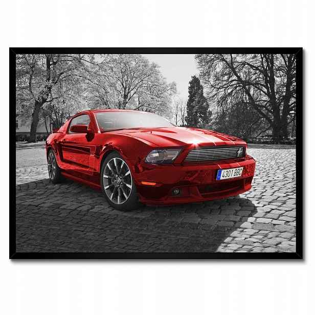 Plakáty v rámu 70x50 Červený Ford Mustang Usa