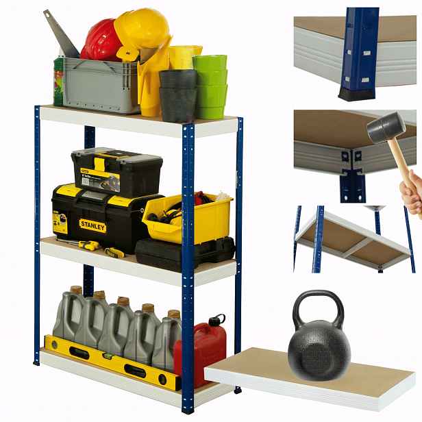 Kovový skladový dílenský regál Helios 90x100x35 cm 3Px175 kg Polský