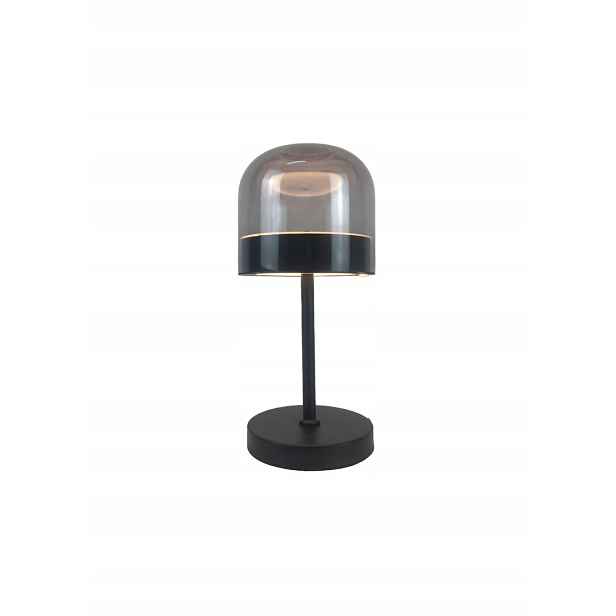 Led stolní lampa do ložnice Rabalux, černá, skleněná, kouřová