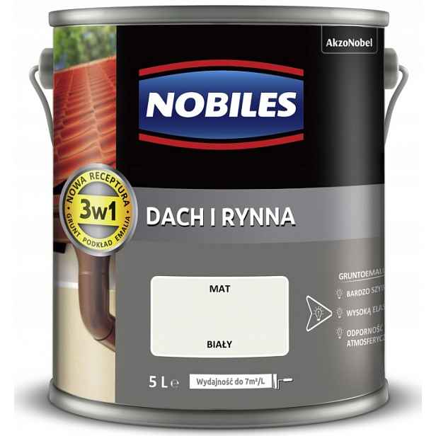 Nobiles Střecha A Žlab 5L Bílá Barva Na Střechu, Pozinkovaný Plech