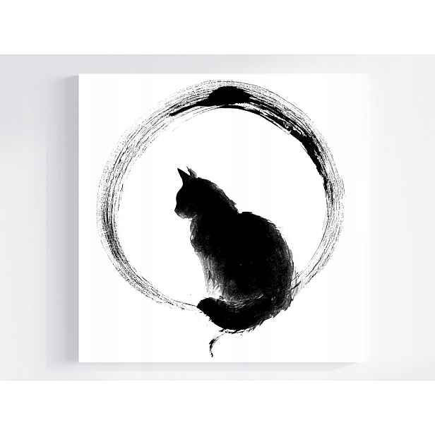 Obraz Na Plátně Canvas Grafika Geometrie Kolo Kočka Černá Bílá B&w 50x50