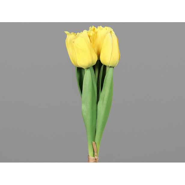 Umělá květina Svazek tulipánů 30 cm, žlutá