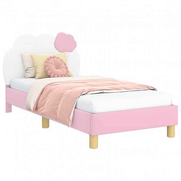 vidaXL Rám postele pro děti s čelem Růžová 80 x 160 cm PU