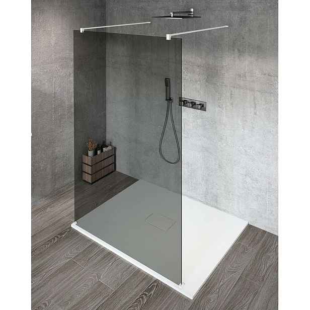 Gelco Vario - Sprchová stěna Walk-In do prostoru, 140 cm, Coated Glass, bílá/kouřové sklo GX1314GX2215