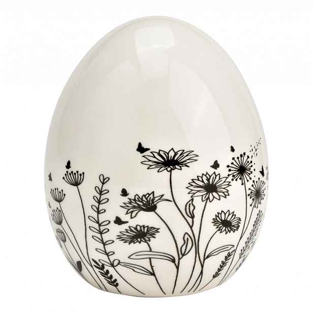 Keramické vajíčko s květinami FLORAL EGG bílé