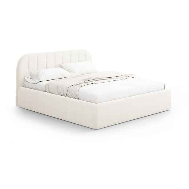 Slonovinová čalouněná dvoulůžková postel s úložným prostorem s roštem 140x200 cm Juno – Windsor & Co Sofas