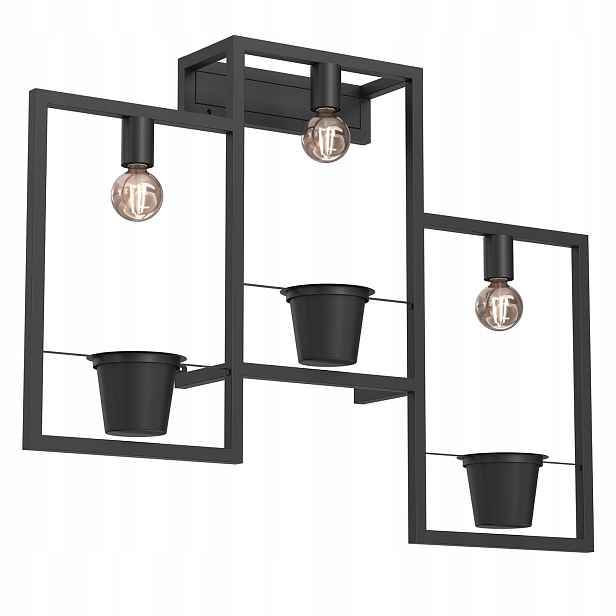 Trojité nástěnné svítidlo černé s květinovým záhonem do obývacího pokoje 98 cm Luminex