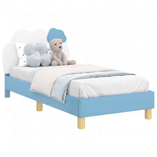 vidaXL Rám postele pro děti s čelem Modrá 80 x 160 cm PU