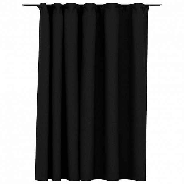 vidaXL Zatemňovací závěs s háčky vzhled lnu antracitový 290 x 245 cm