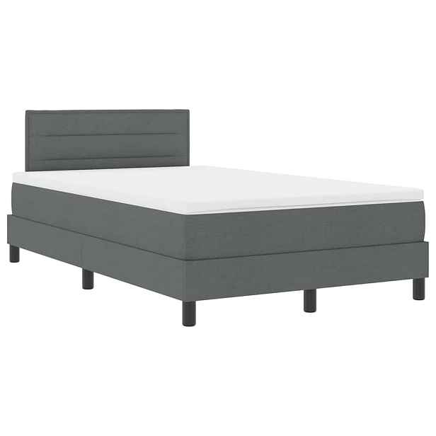 vidaXL Postel s boxspringem s LED pásky Tmavě šedá 120 x 190 cm textil