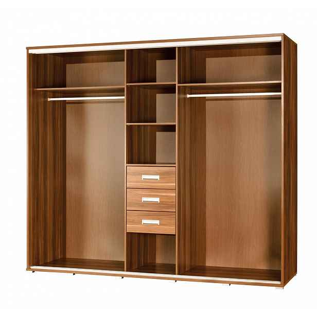 Šatní skříň se zrcadlem 255 cm MAKEL - dub sonoma