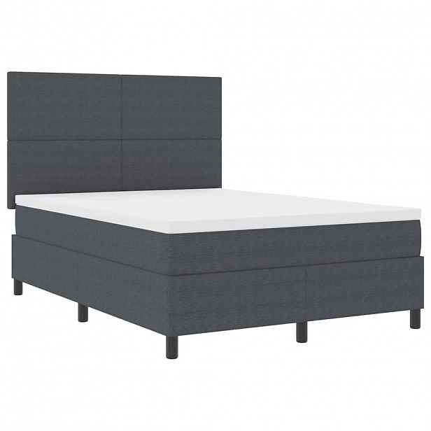 vidaXL Postel s boxspringem s čelo Tmavě šedá a bílá 140 x 190 cm