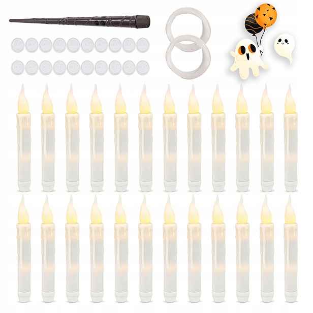 24 kusů Led svíček s dálkovým ovládáním Kouzelná hůlka pro dekoraci na Halloween