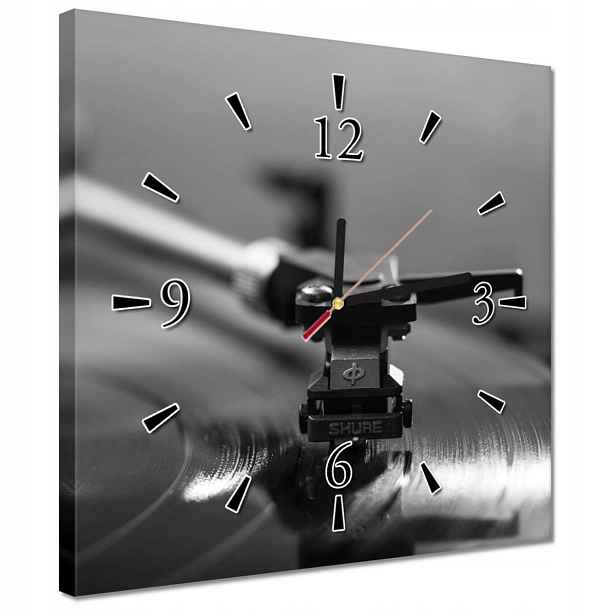 Hodiny 30x30 Vinylová deska Audio jehla