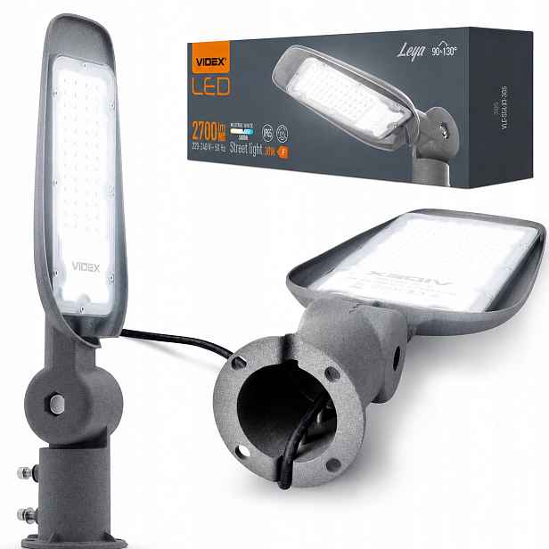 Led pouliční lampa 30W 2700lm 5000K Neutrální 0.14A Videx Úsporná Výkonná