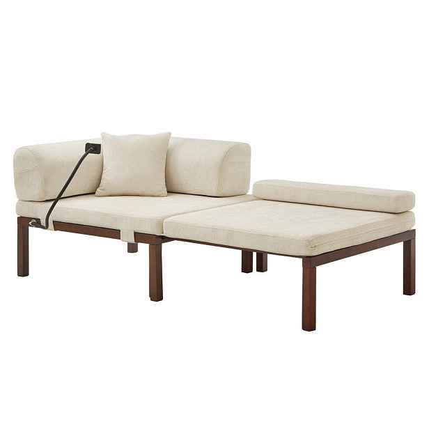 Redom ROZKLÁDACÍ pohovka 98/82/16 cm s výsuvným lůžkem, samet, Béžová