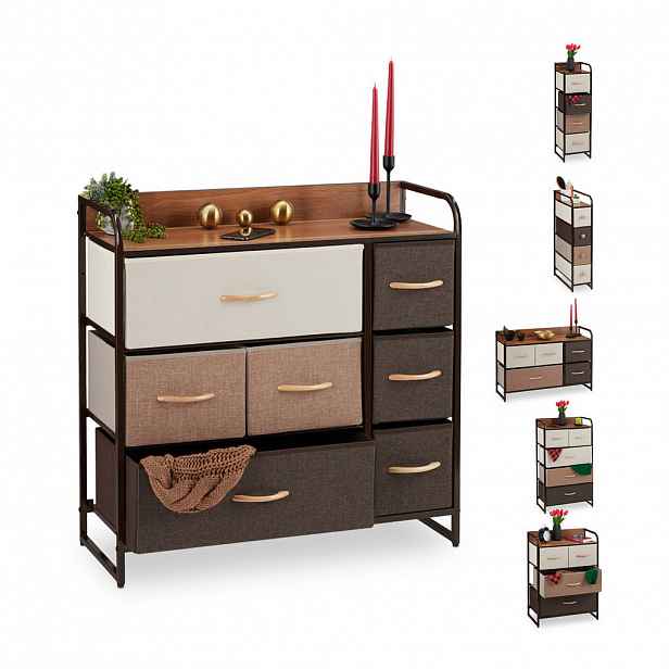 Relaxdays KOMODA dřevodekor krémová MDF 79 cm